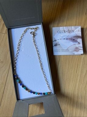 Cœur de Lion Necklace Cube Mosaic Lagoon gold